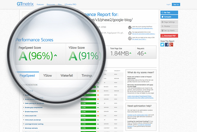 Fast-loading website performance