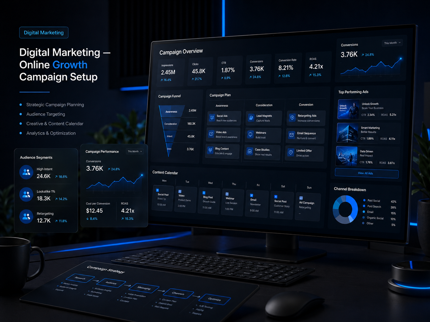 Digital marketing online growth campaign setup project example