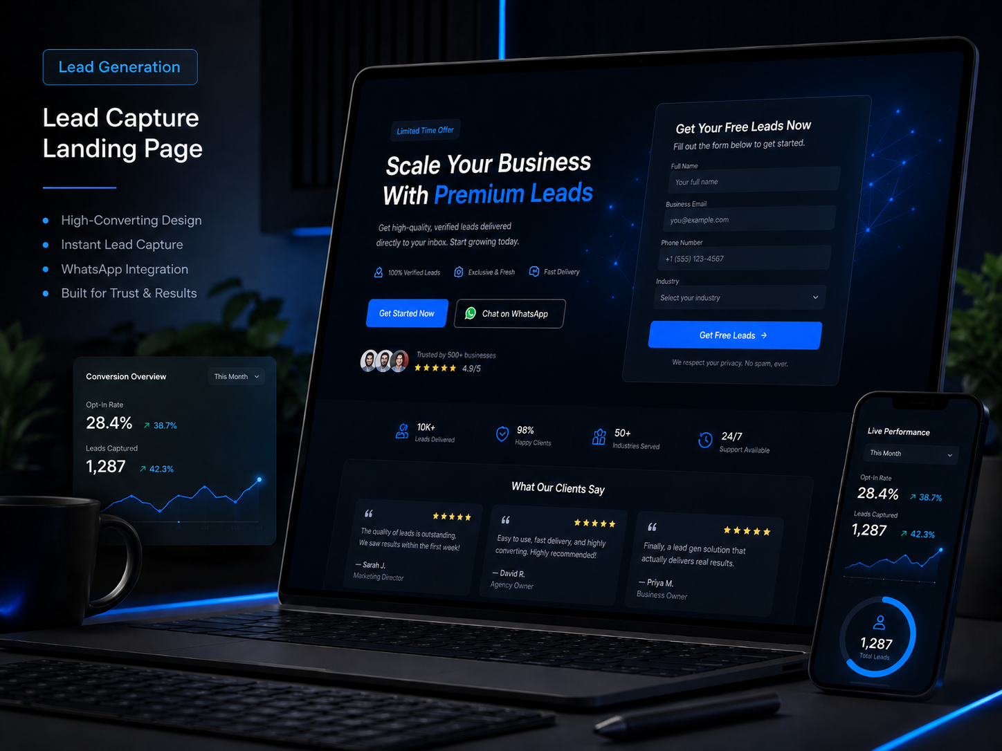 Lead generation landing page project example