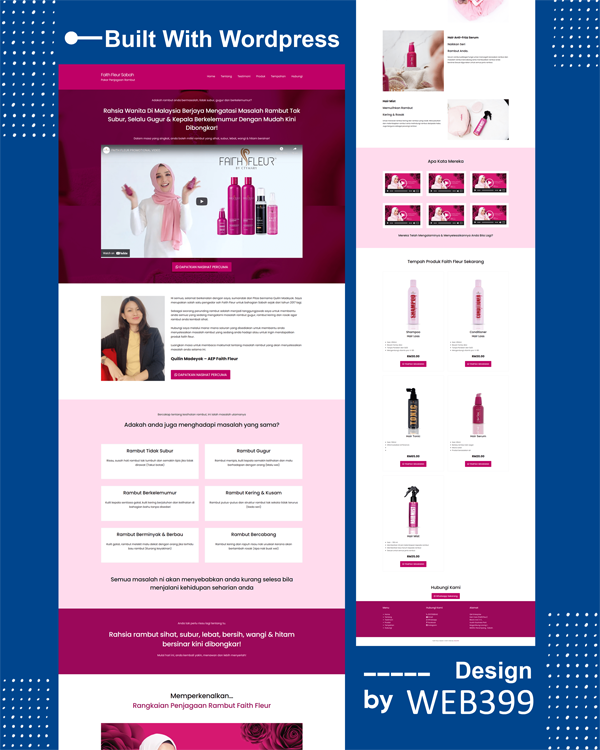 Sample cosmetics brand website design in Temerloh