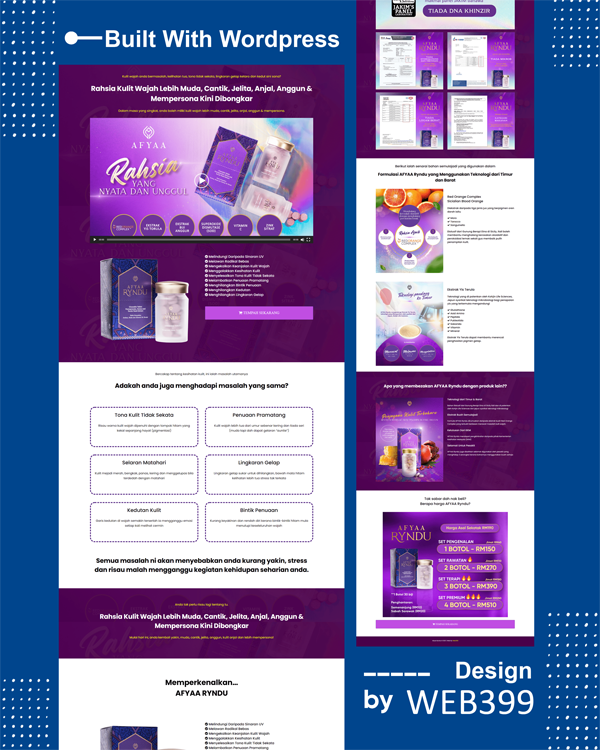 Sample skincare product website design in Temerloh