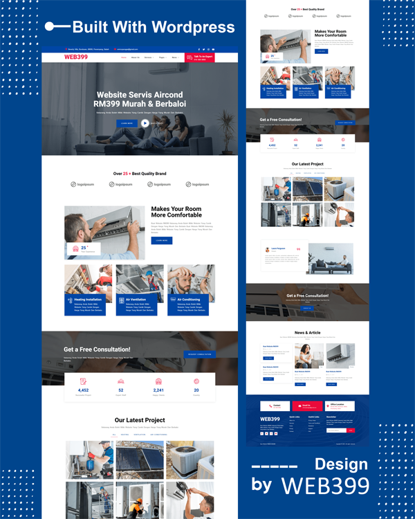Sample air-conditioning service website design in Dengkil