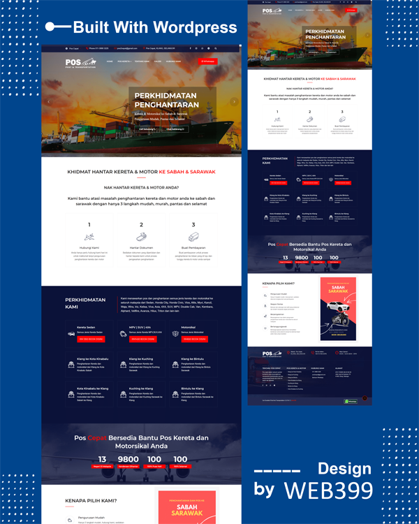 Sample car transport service website design in Dengkil